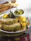 Veal with pistachio butter — Stock Photo