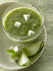 Cucumber with feta and mint soup — Stock Photo