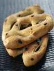 Olive and anchovy fougasses — Stock Photo