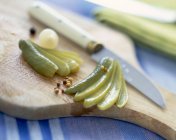 Sliced pickled Gherkins — Stock Photo
