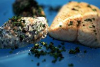 Closeup view of Char fish with spelt Risotto — Stock Photo