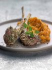 Lamb chops with carrot puree — Stock Photo