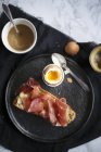 Breakfast with boiled egg — Stock Photo