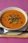 Pumpkin and mussel soup — Stock Photo