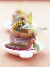 Rolled herring with orange chutney — Stock Photo