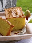 Pear cake on tray — Stock Photo