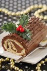 Chocolate log cake — Stock Photo
