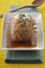Pork filet mignon caramelized with orange — Stock Photo