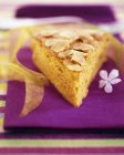 Piece of almond cake — Stock Photo