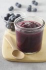 Blueberry jam in glass — Stock Photo