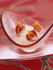 Closeup view of sweet wine sherbet ice with strawberries — Stock Photo