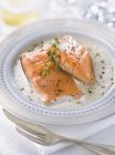 Salmon cooked with Champagne — Stock Photo