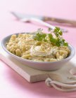 Crozets pasta and goat cheese — Stock Photo
