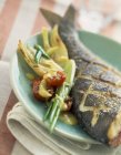 Grilled bass tail with fennel — Stock Photo
