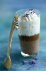 Closeup view of chestnut cream with whipped cream — Stock Photo