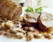Pauillac lamb with cep mushrooms — Stock Photo