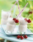 Yoghurt and cherry milk — Stock Photo