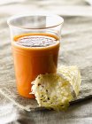 Spicy gaspacho in glass — Stock Photo