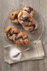 Top view of yeast dumplings with chocolate — Stock Photo