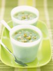 Cucumber soup with pine nuts — Stock Photo