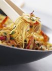Hot peppered noodles with shrimps — Stock Photo