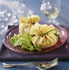 Scallop crepes parcels — Stock Photo