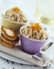 Rout potted meat with chives — Stock Photo