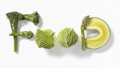 Wort mit Gemüse geschrieben — Stockfoto