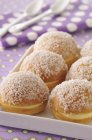 Closeup view of Tropziennes with sugar on tray — Stock Photo