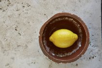 Limón en tazón vintage - foto de stock