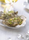 Oyster Tartare with lime, scallion and ginger sauce — Stock Photo