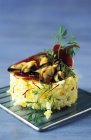 Rice timbale with mussels — Stock Photo