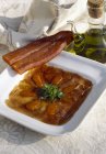 Marinated tuna fish with olive oil and poutargue (mullet roe) from Martigues — Stock Photo