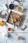 Top view on table with granola bars — Stock Photo