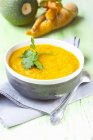 Sopa de zanahoria y calabacín con perejil - foto de stock