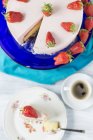 Erdbeer-Joghurt-Kuchen — Stockfoto