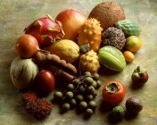 Крупним планом вид на екзотичні фрукти натюрморт — стокове фото