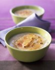 Closeup view of Castagnina cream soup in bowl — Stock Photo