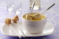 Fondue Savoyarde in bowl — Stock Photo