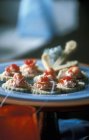 Mini toast with crab — Stock Photo