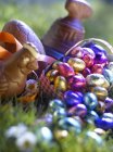 Великодні шоколадні цукерки на відкритому повітрі — стокове фото