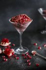 Pomegranate sorbet in a long glass — Stock Photo