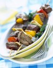 Beef kebabs on plate — Stock Photo