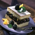 Slice of blackberry cake — Stock Photo