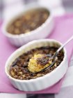 Closeup view of Creme Brulee with brown sugar — Stock Photo