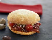 Hamburguesa con carne y tomates - foto de stock