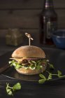 Vegeterian burger with mushrooms — Stock Photo