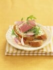 Открытый сэндвич с редиской — стоковое фото