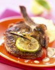 Veal chop with lemon — Stock Photo