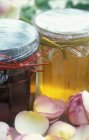 Jars of jelly petals — Stock Photo
